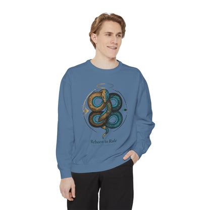 Snake Emblem Sweatshirt — "Reborn to Rule" Graphic Crewneck