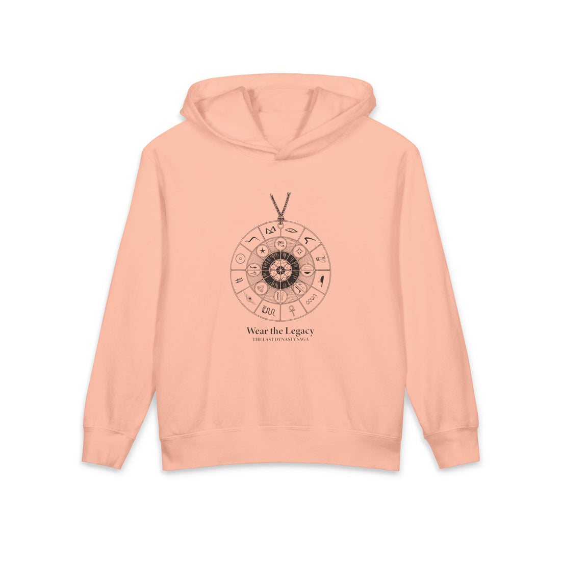 The SAGA Compass with a Spell Youth Hoodie — Geometric Anubis Design "You Are The Spell"