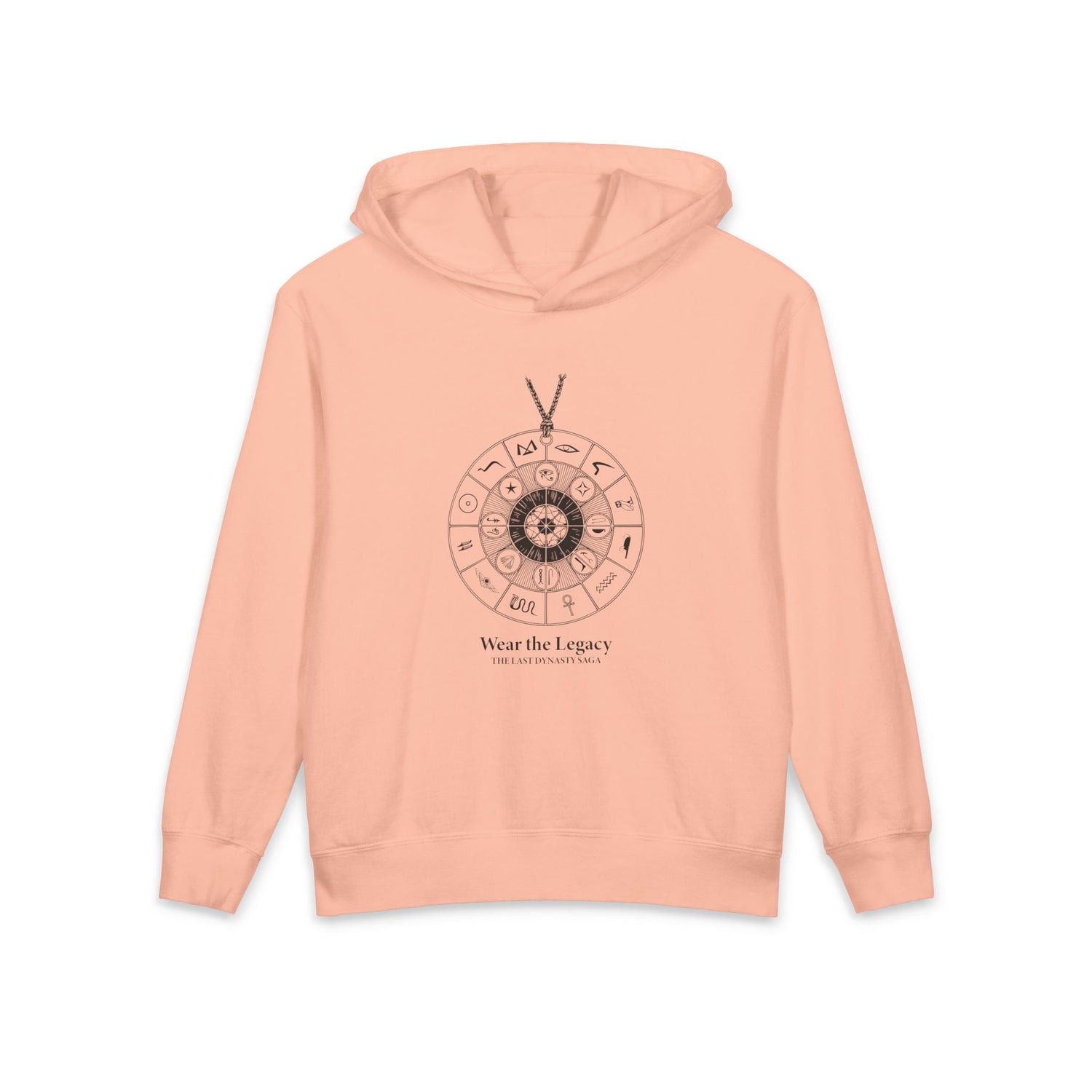 The SAGA Compass with a Spell Youth Hoodie — Geometric Anubis Design "You Are The Spell"