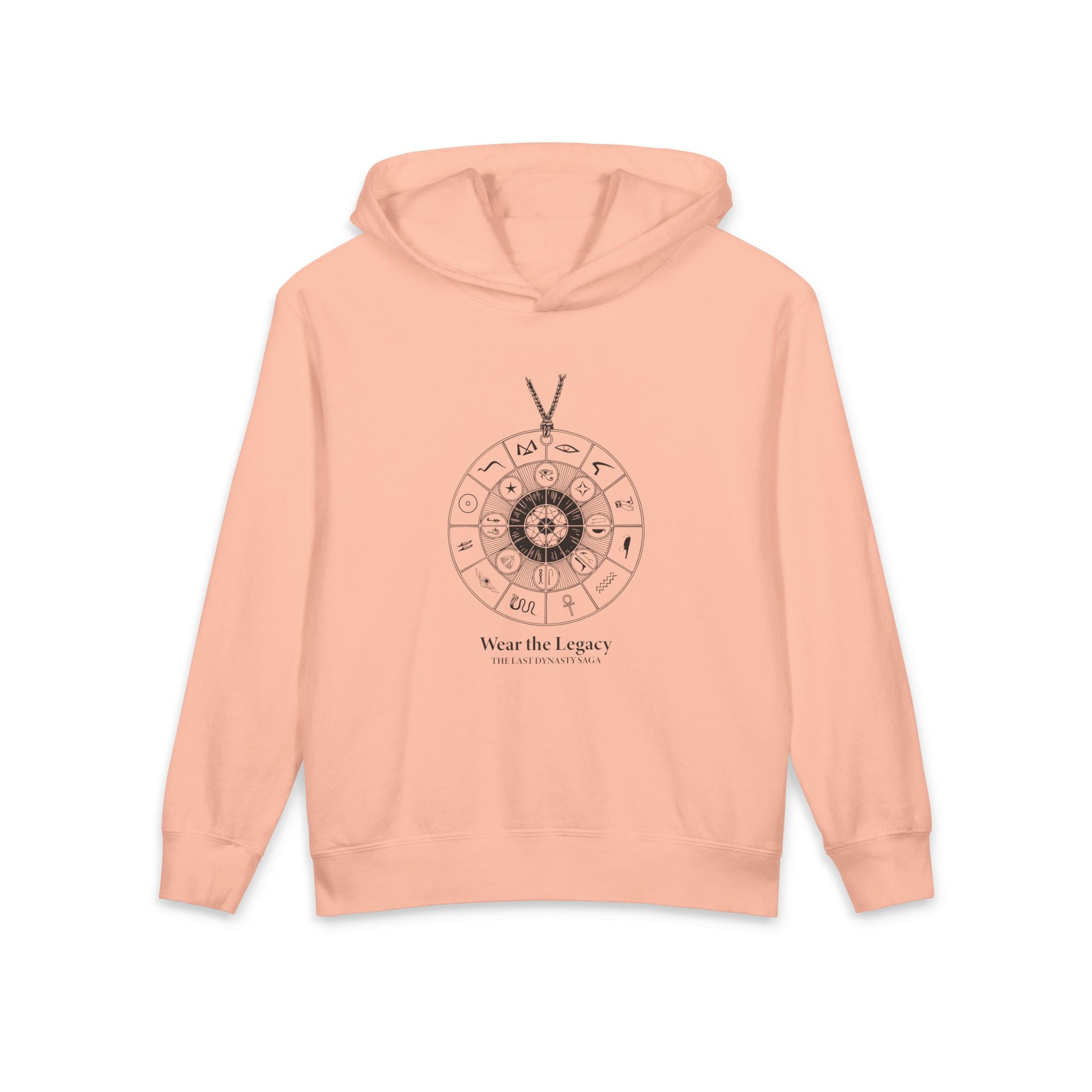 The SAGA Compass with a Spell Youth Hoodie — Geometric Anubis Design "You Are The Spell"