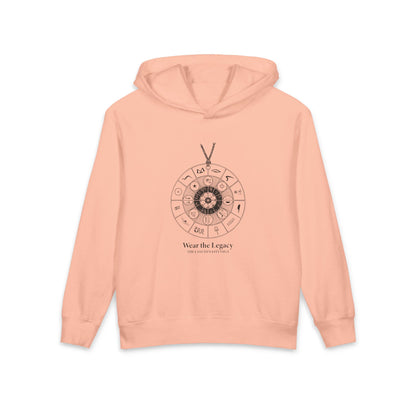 The SAGA Compass with a Spell Youth Hoodie — Geometric Anubis Design "You Are The Spell"