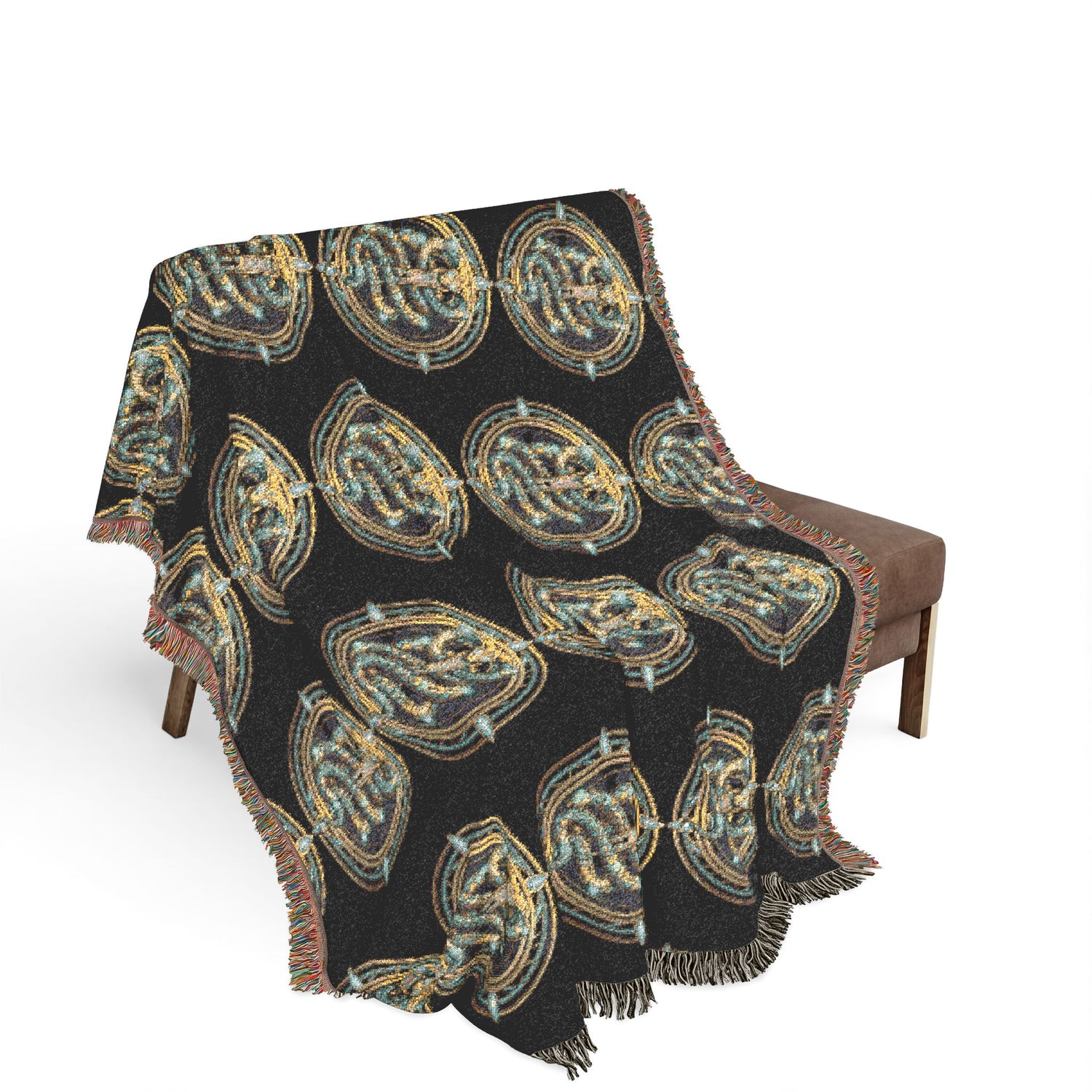 The Serpent Geometric Woven Throw Blanket — Mosaic Circle Pattern, Cozy Living Room &amp; Bedroom Décor