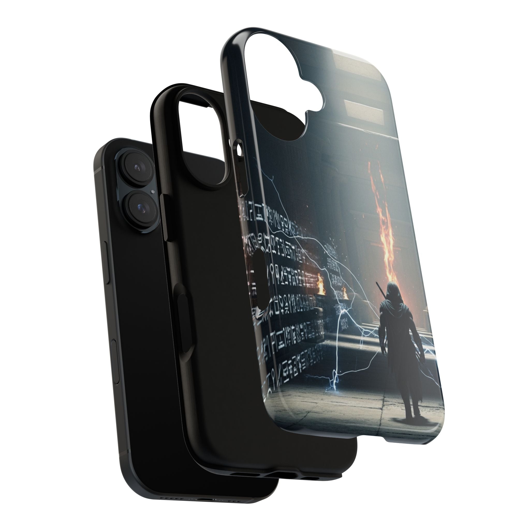 Phone Case - Cybermage Silhouette with Lightning Spell