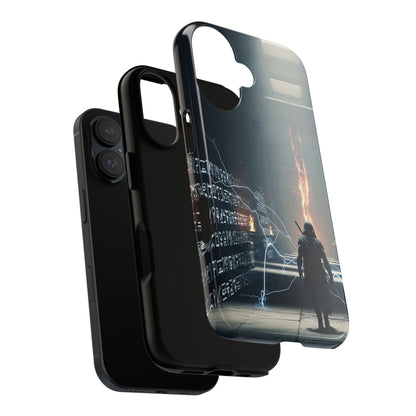 Phone Case - Cybermage Silhouette with Lightning Spell