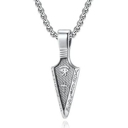 Egyptian the Eye of Horus Ankh Cross Arrowhead Pendant Hieroglyphic Writing of Ancient Egypt Titanium Steel Spearpoint Necklace for Women Men Jewelry