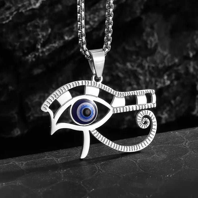 Stainless Steel Ancient Egyptian Ankh Cross Life Key Totem Necklace Men and Women Lucky Amulet Jewelry