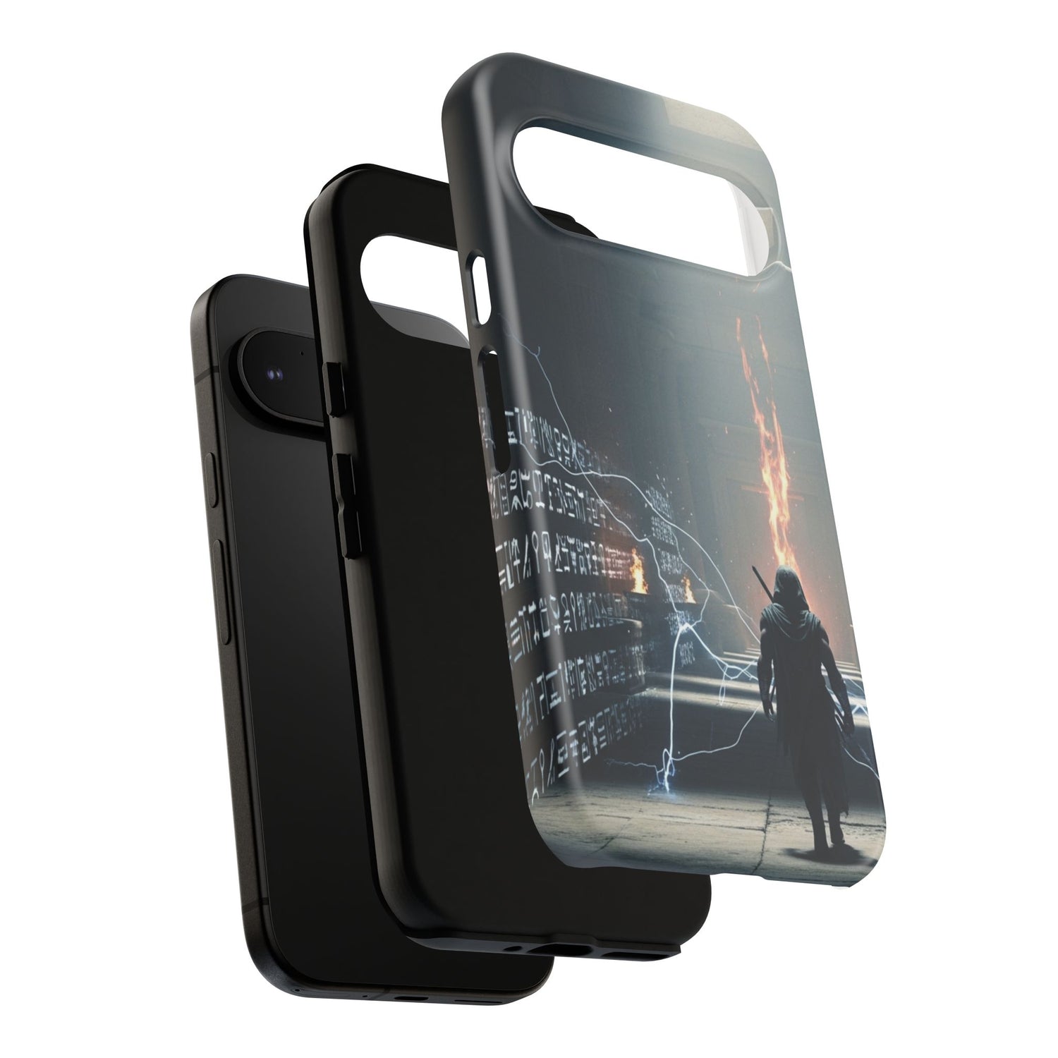 Phone Case - Cybermage Silhouette with Lightning Spell