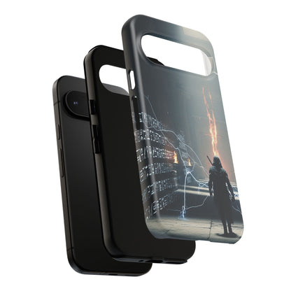 Phone Case - Cybermage Silhouette with Lightning Spell