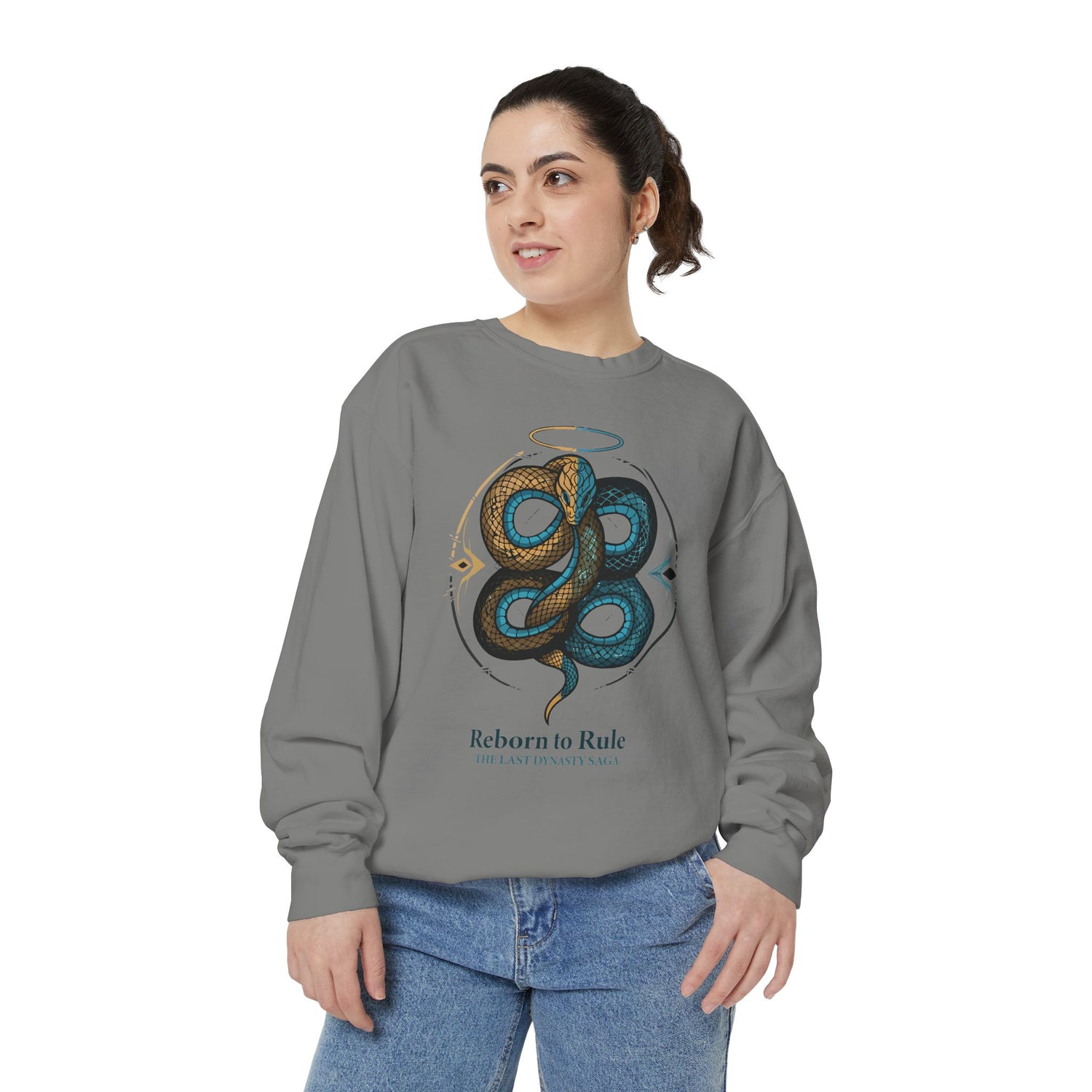 Snake Emblem Sweatshirt — "Reborn to Rule" Graphic Crewneck