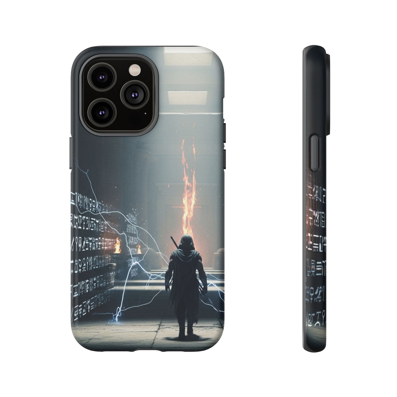 Phone Case - Cybermage Silhouette with Lightning Spell