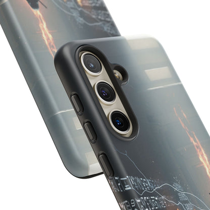 Phone Case - Cybermage Silhouette with Lightning Spell