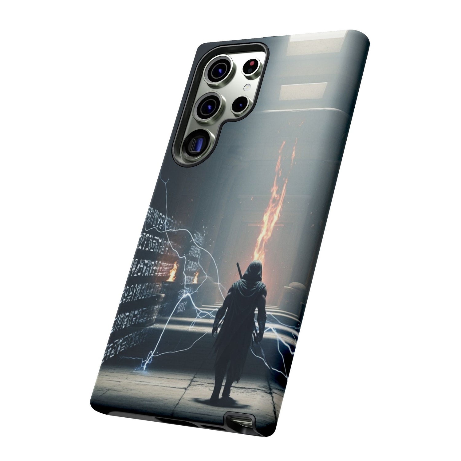 Phone Case - Cybermage Silhouette with Lightning Spell