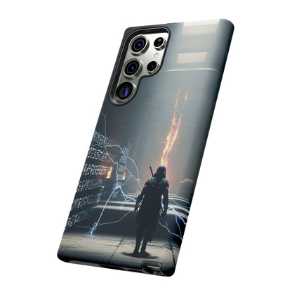 Phone Case - Cybermage Silhouette with Lightning Spell
