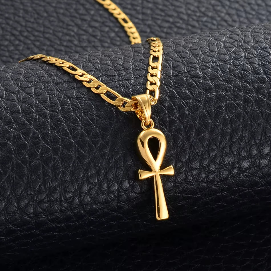Gold Ankh Pendant Necklace Key of Life – 1 inch