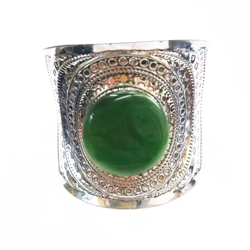 Ornate Stone Cuff Bracelet Vintage Bohemian Statement Piece