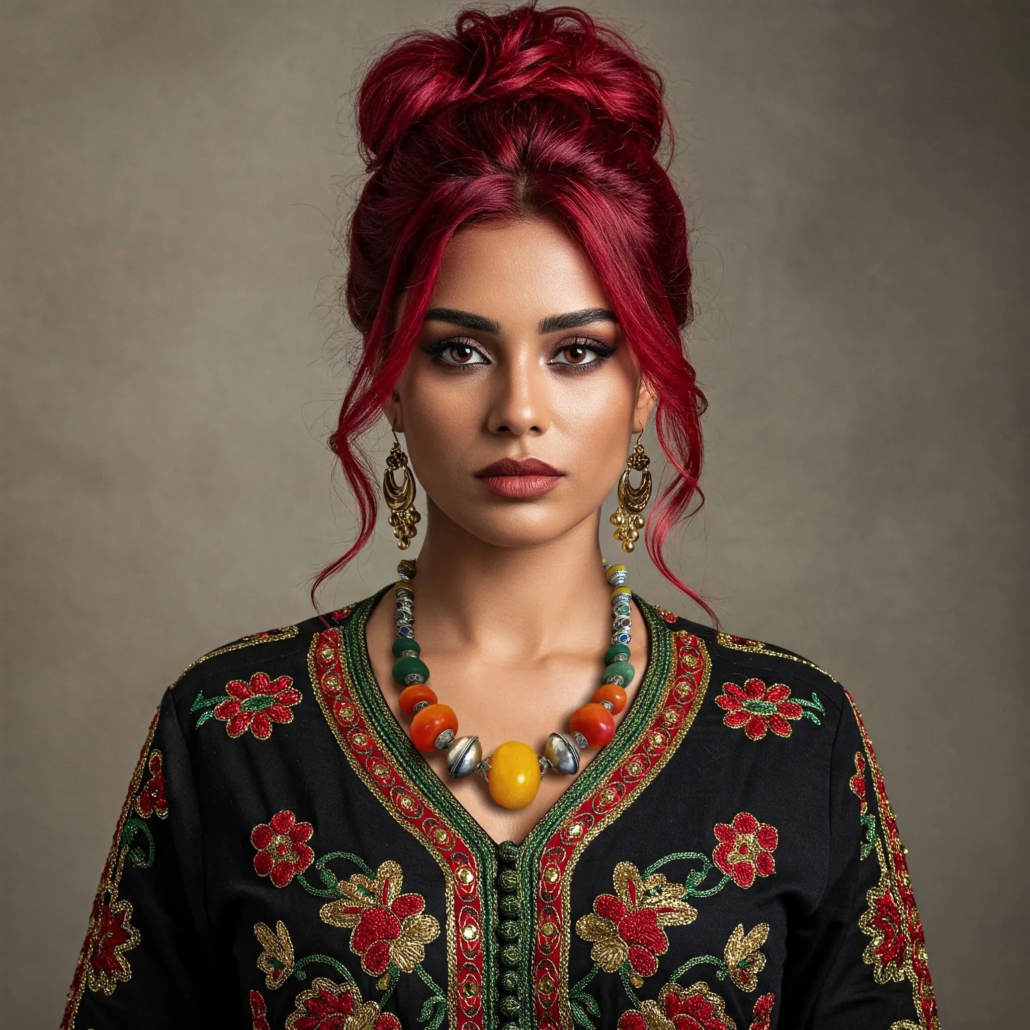 Tribal Heritage Statement Necklace Inspired by Traditional North African Craft