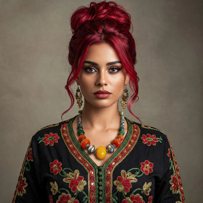 Tribal Heritage Statement Necklace Inspired by Traditional North African Craft