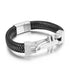 Black Leather & Steel Bracelet 316L Stainless Steel Clasp | Structured Men’s Wristband