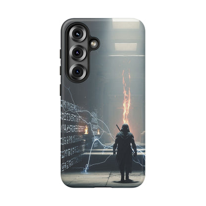 Phone Case - Cybermage Silhouette with Lightning Spell