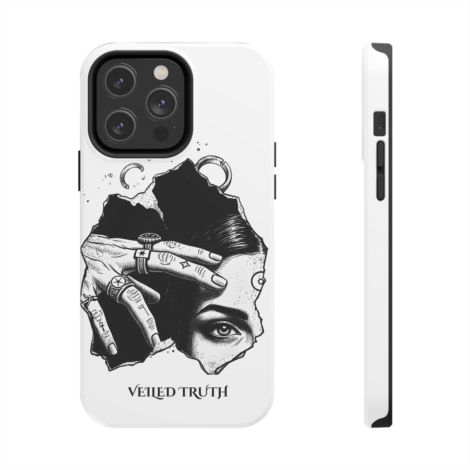 Tough Phone Case — Veiled Truth Black &amp; White Mystic Illustration