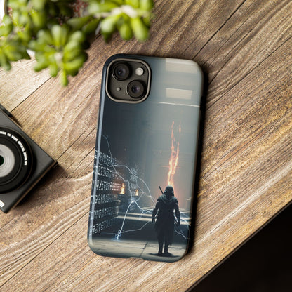 Phone Case - Cybermage Silhouette with Lightning Spell