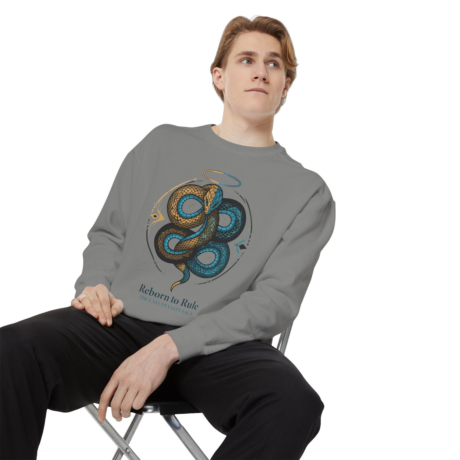 Snake Emblem Sweatshirt — "Reborn to Rule" Graphic Crewneck