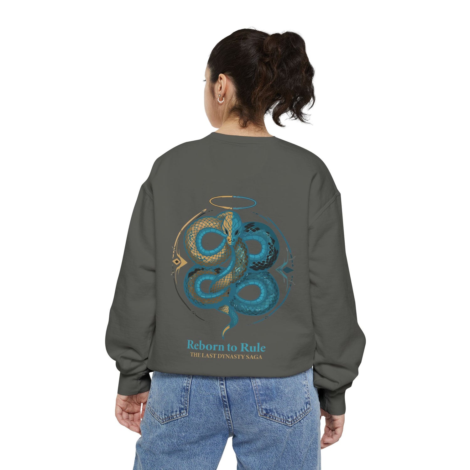 Snake Emblem Sweatshirt — "Reborn to Rule" Graphic Crewneck