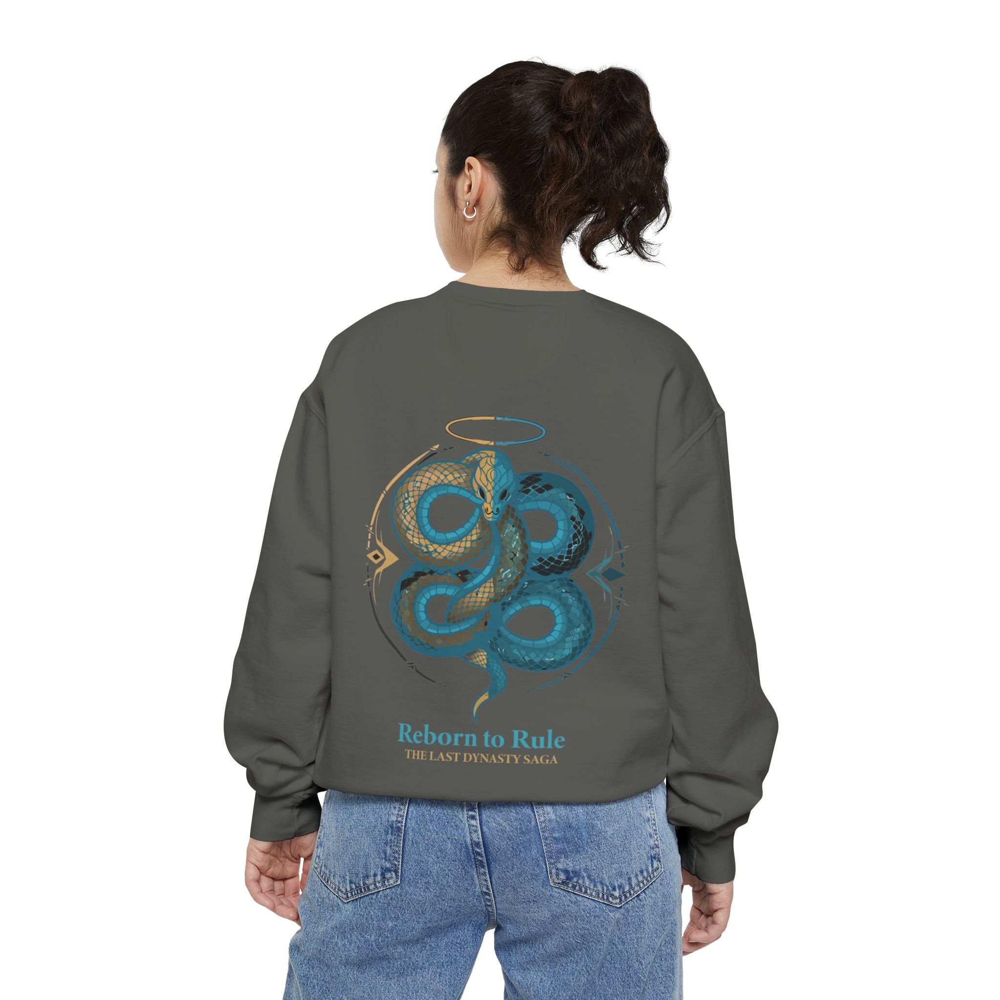 Snake Emblem Sweatshirt — "Reborn to Rule" Graphic Crewneck