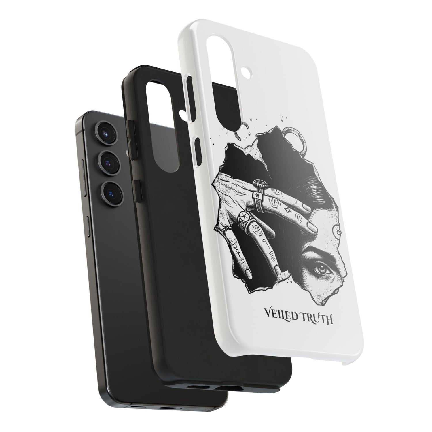 Tough Phone Case — Veiled Truth Black &amp; White Mystic Illustration