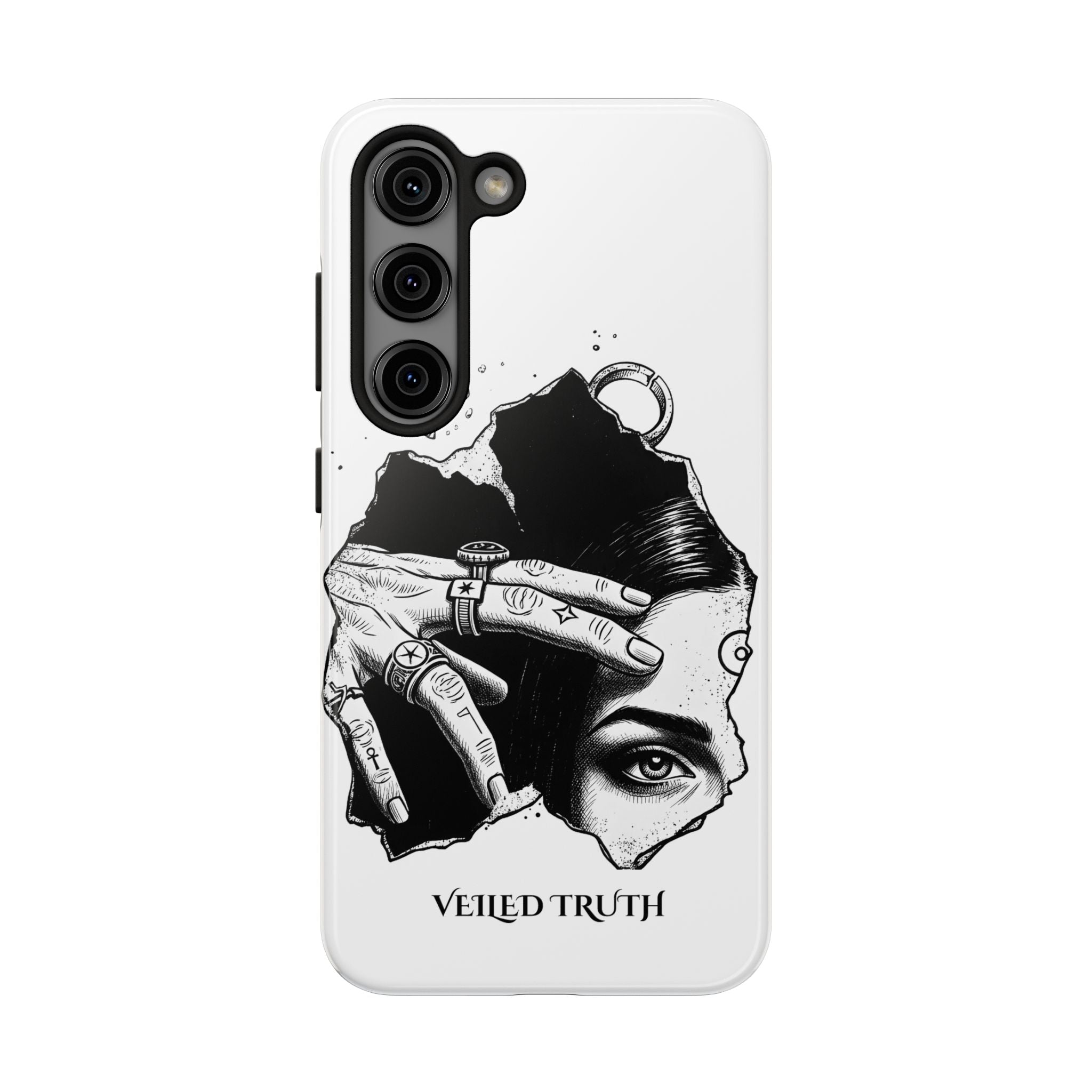 Tough Phone Case — Veiled Truth Black &amp; White Mystic Illustration