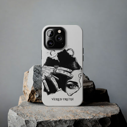 Tough Phone Case — Veiled Truth Black &amp; White Mystic Illustration