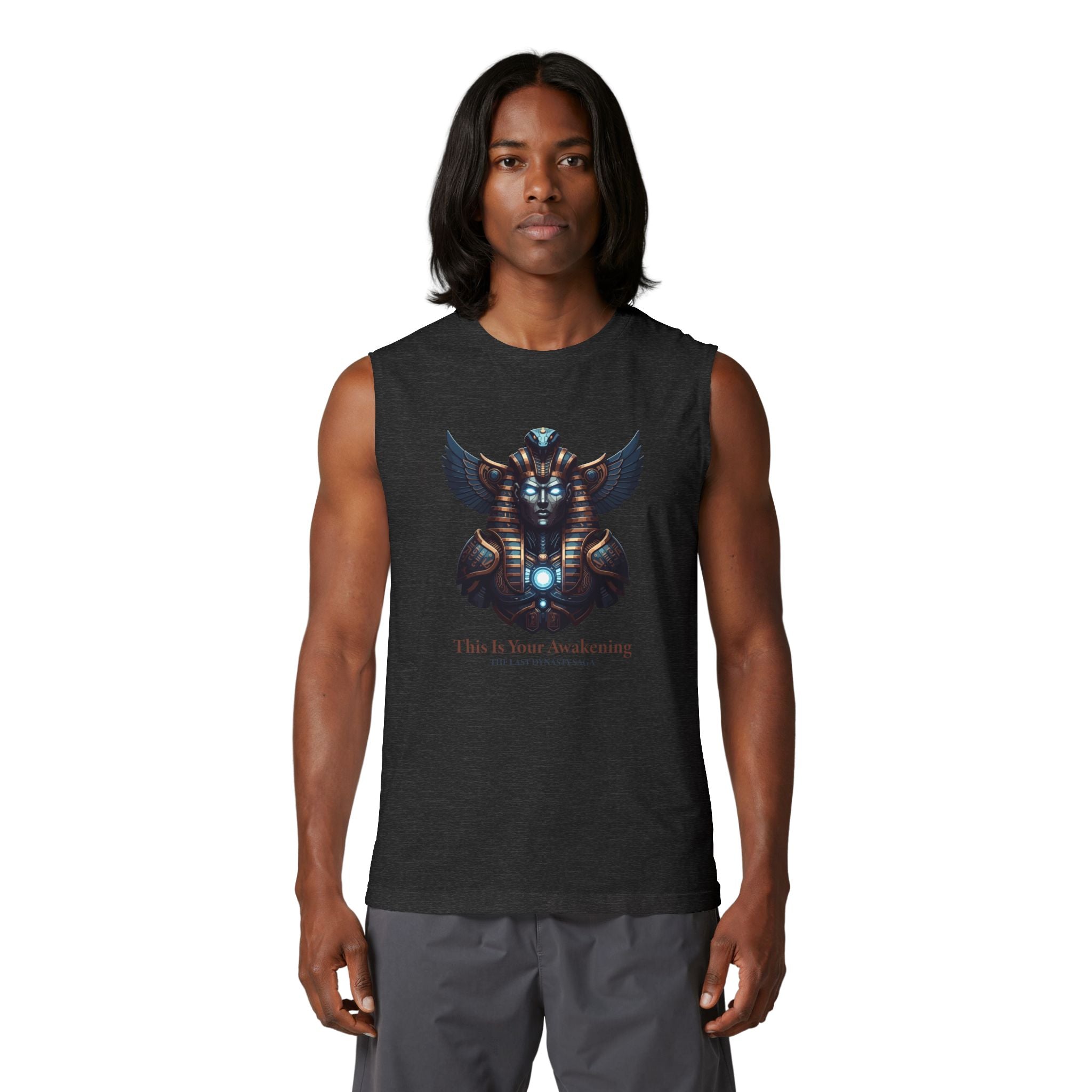 Egyptian Scarab Muscle Tank — "This Is Your Awakening" Mystical Graphic