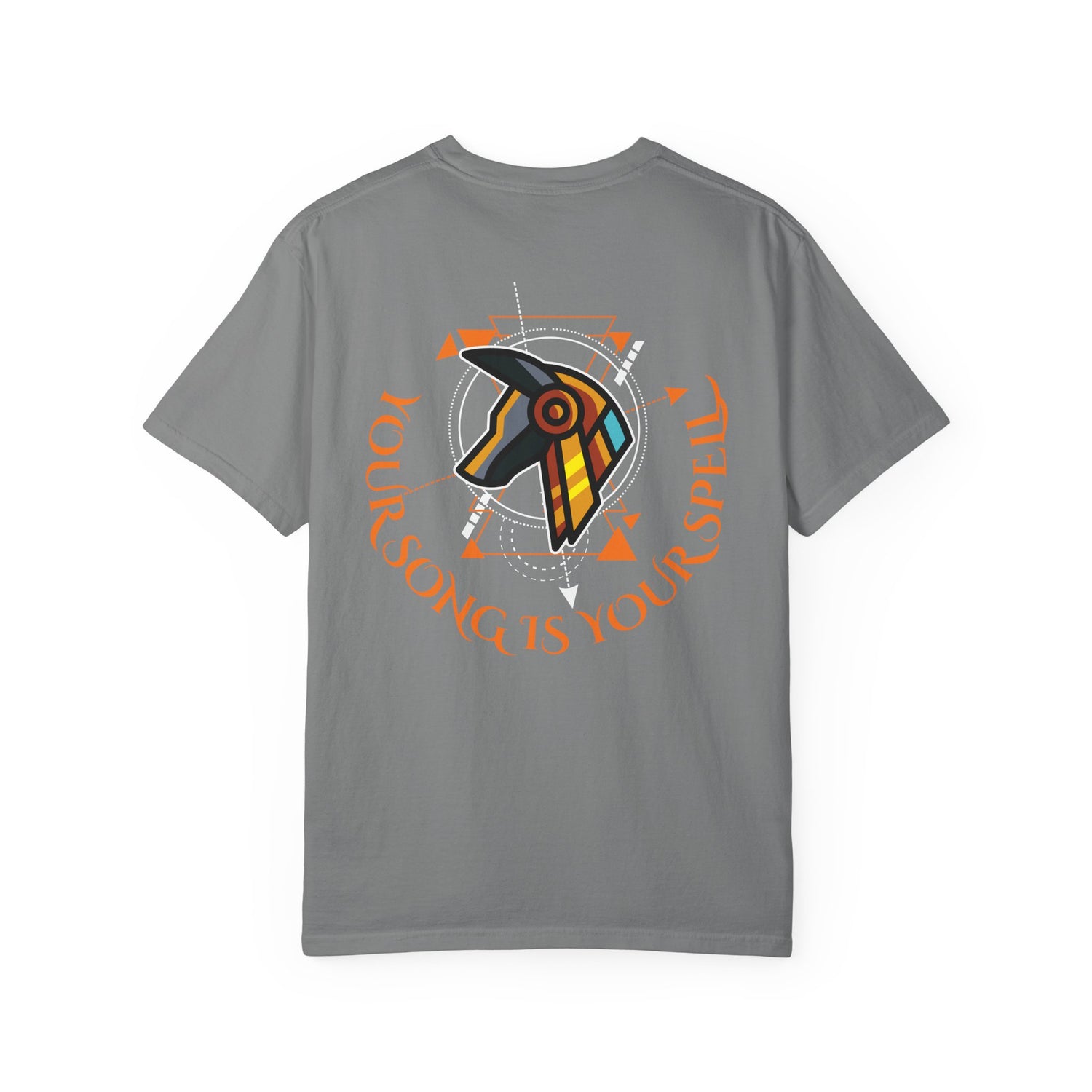 Rise With No Permission T-Shirt — Anubis Helmet Graphic Tee (“Your Song Is Your Spell”)
