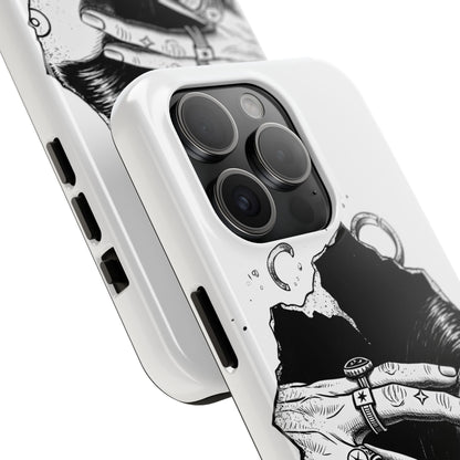 Tough Phone Case — Veiled Truth Black &amp; White Mystic Illustration