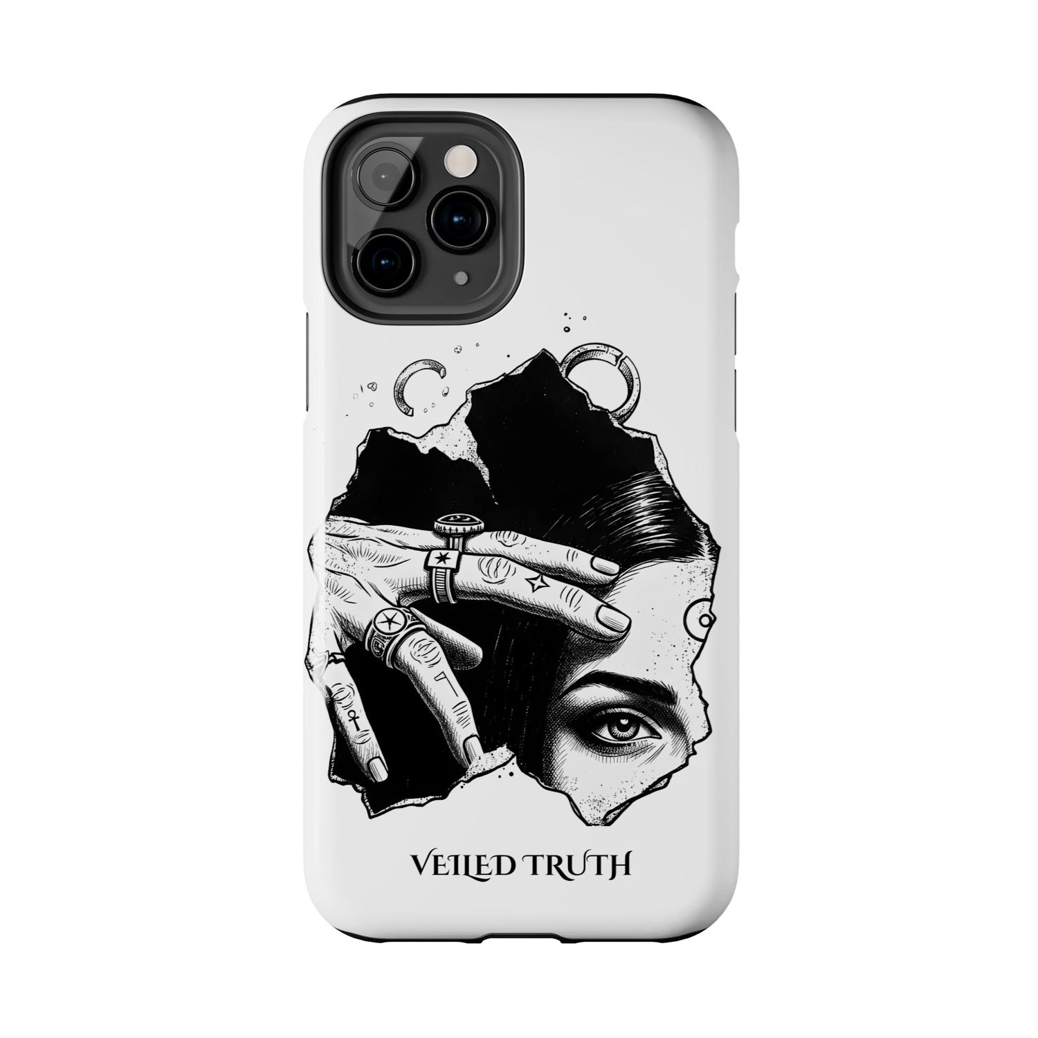 Tough Phone Case — Veiled Truth Black &amp; White Mystic Illustration