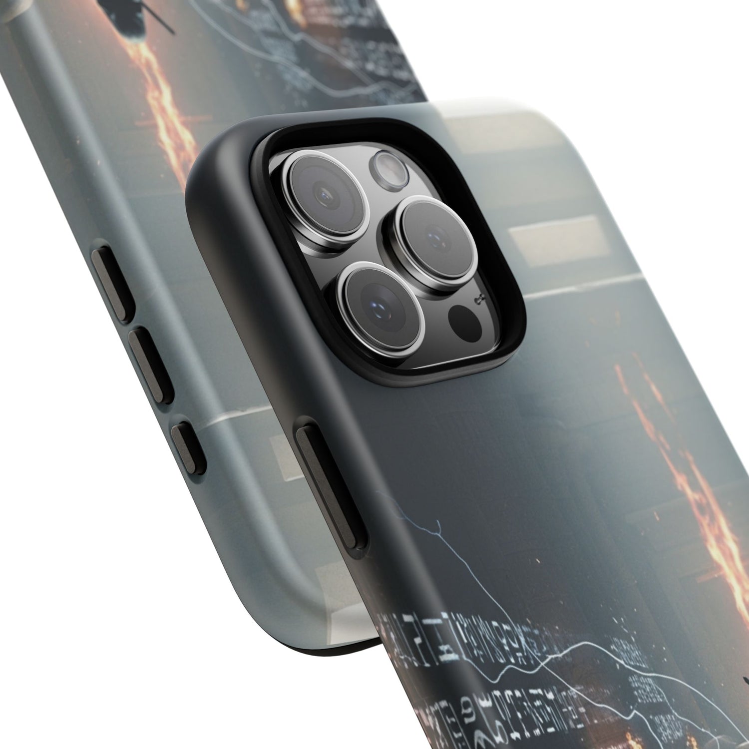 Phone Case - Cybermage Silhouette with Lightning Spell