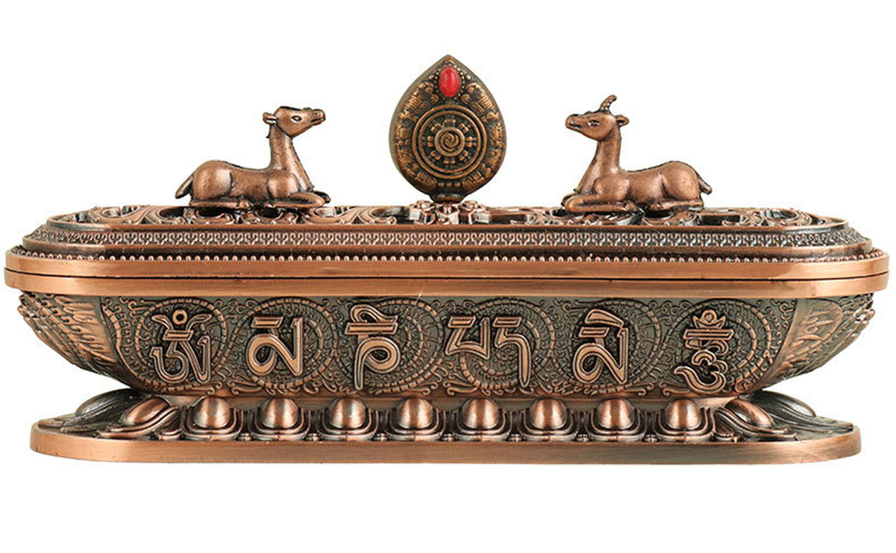 Antique Metal Lying Incense Burner Box 