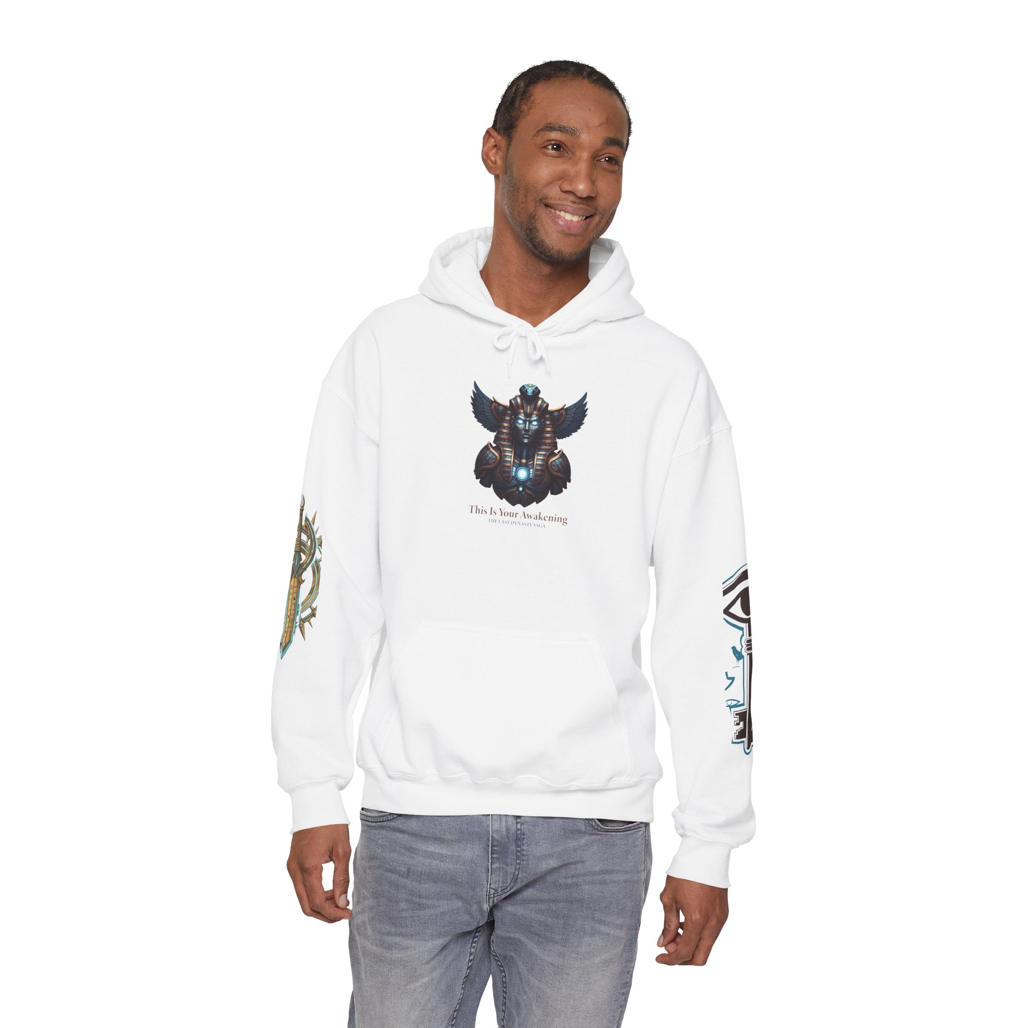 Rune Key Crest Hoodie — Fantasy Key &amp; Winged Emblem Graphic Hoodie