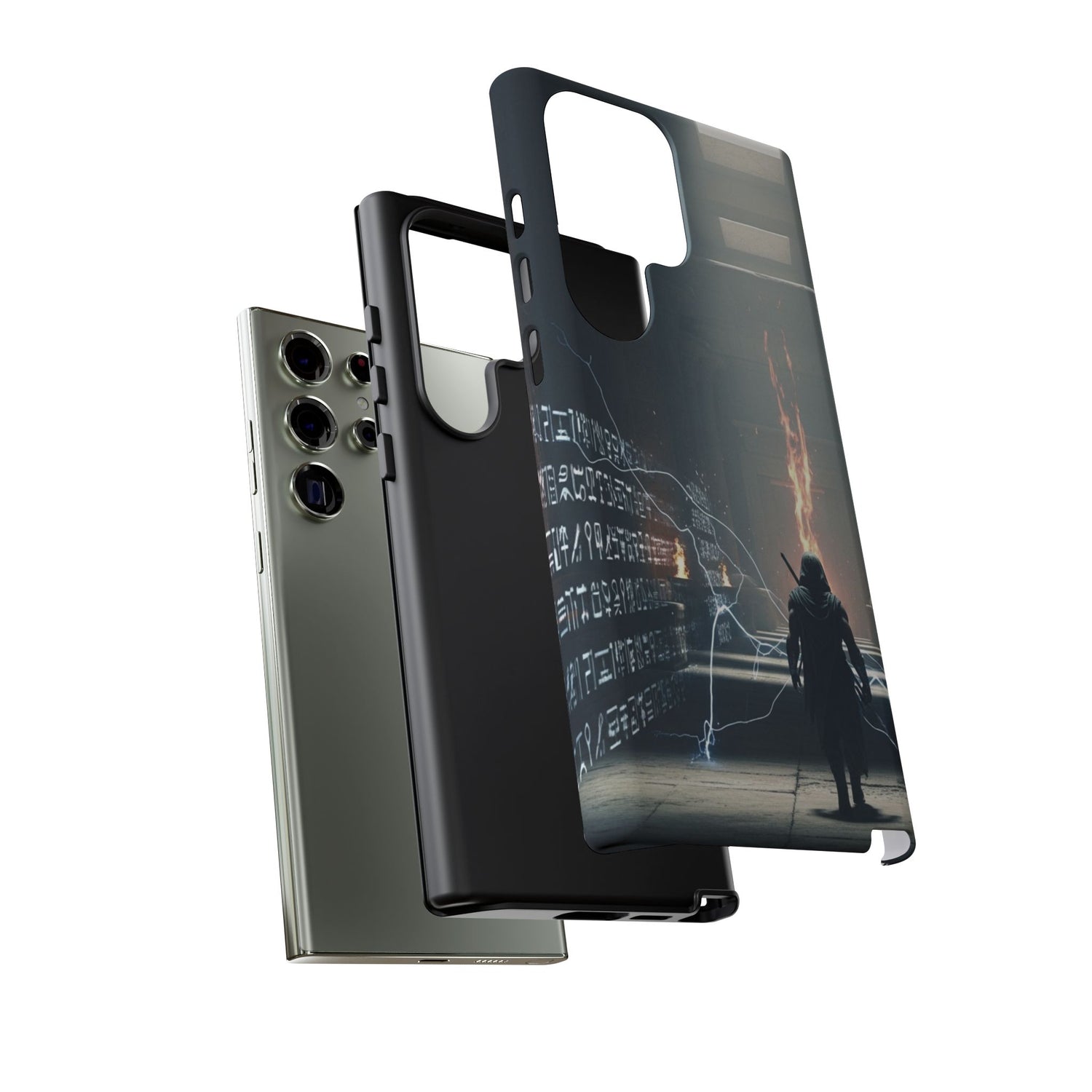 Phone Case - Cybermage Silhouette with Lightning Spell