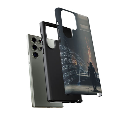 Phone Case - Cybermage Silhouette with Lightning Spell