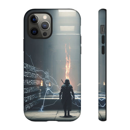Phone Case - Cybermage Silhouette with Lightning Spell