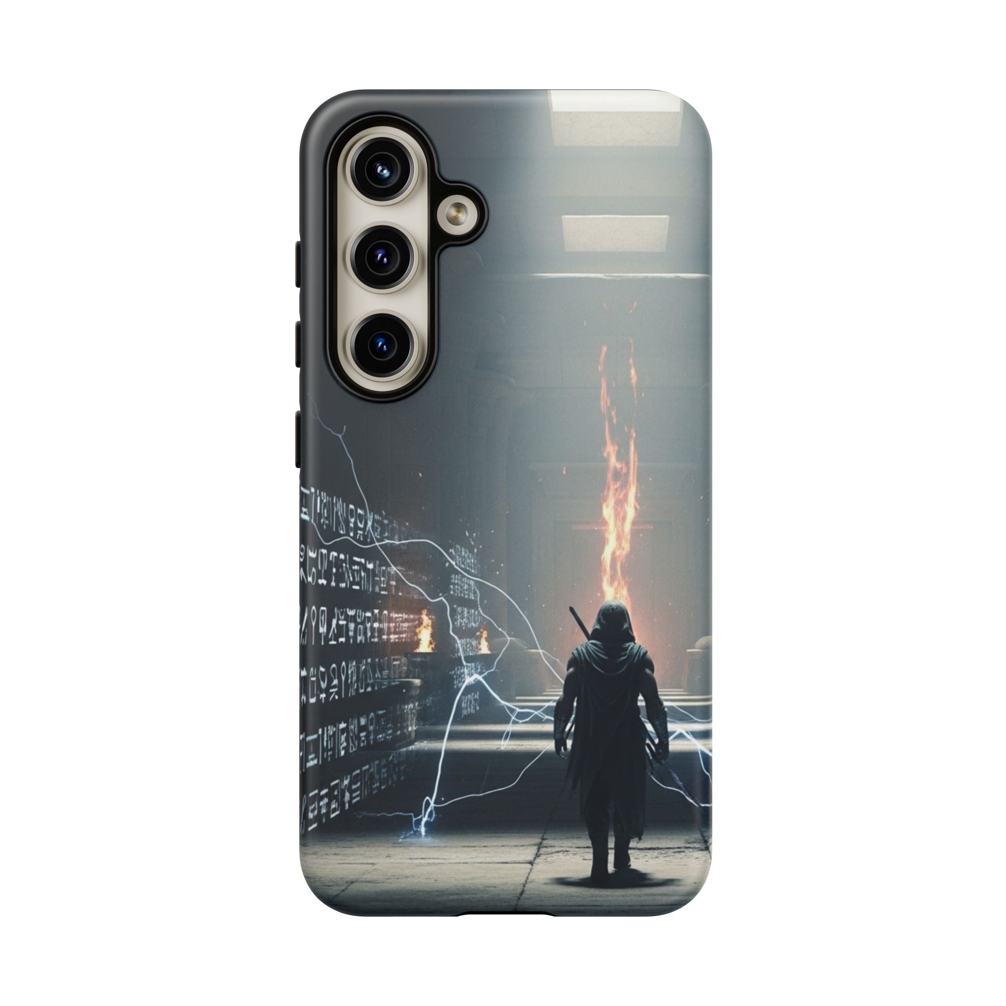 Phone Case - Cybermage Silhouette with Lightning Spell