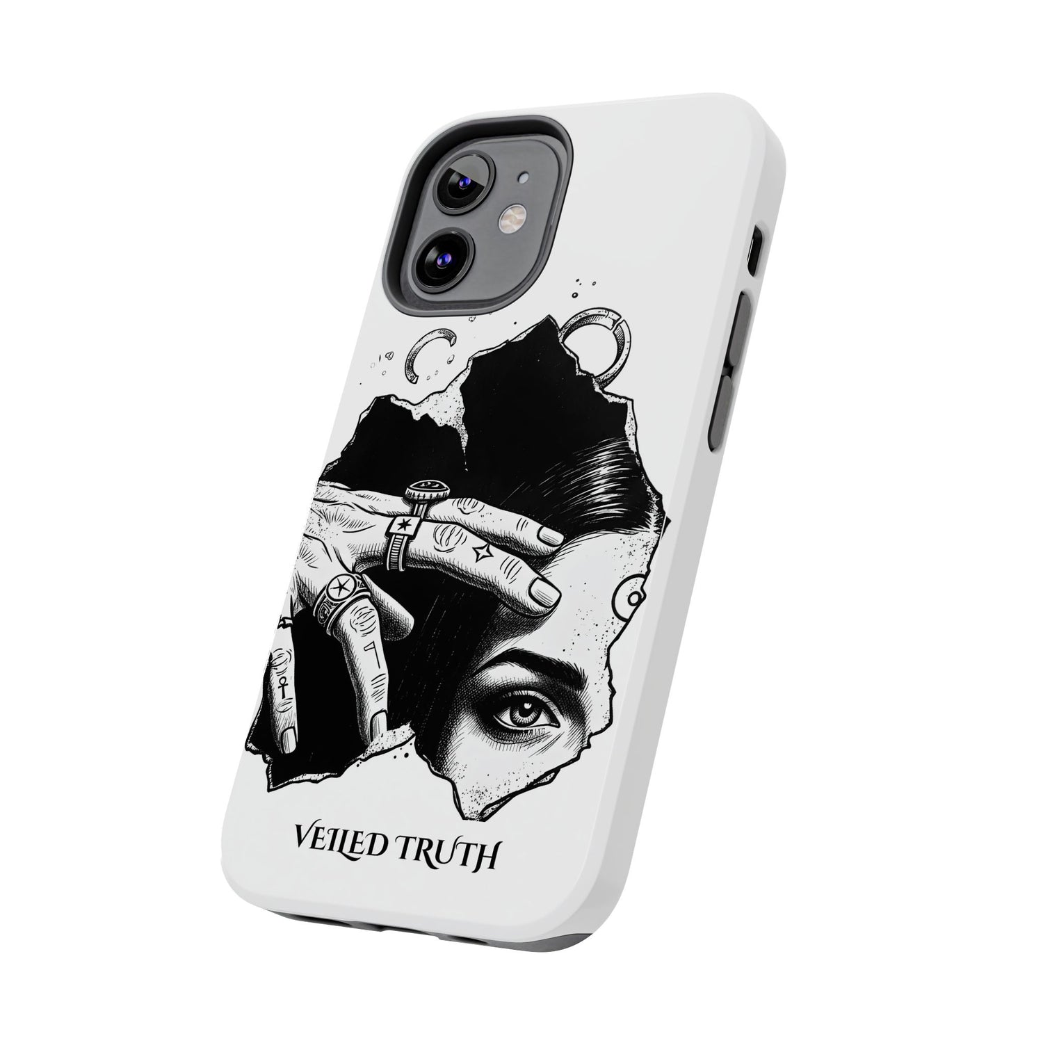 Tough Phone Case — Veiled Truth Black &amp; White Mystic Illustration