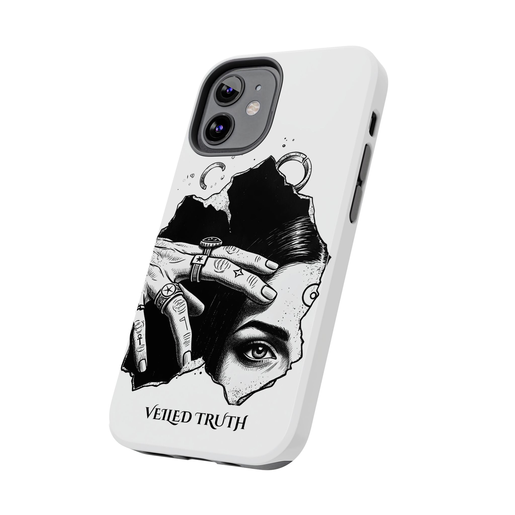 Tough Phone Case — Veiled Truth Black &amp; White Mystic Illustration