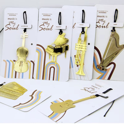 Musical Instrument Metal Bookmark - Organ Harp 