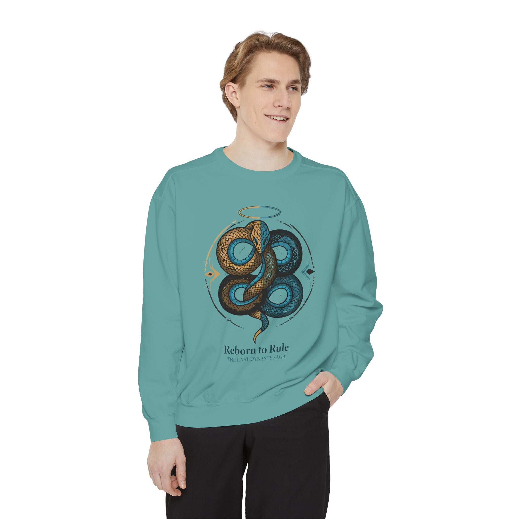 Snake Emblem Sweatshirt — "Reborn to Rule" Graphic Crewneck