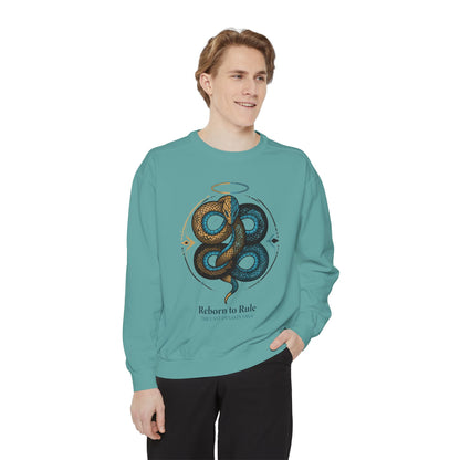 Snake Emblem Sweatshirt — "Reborn to Rule" Graphic Crewneck
