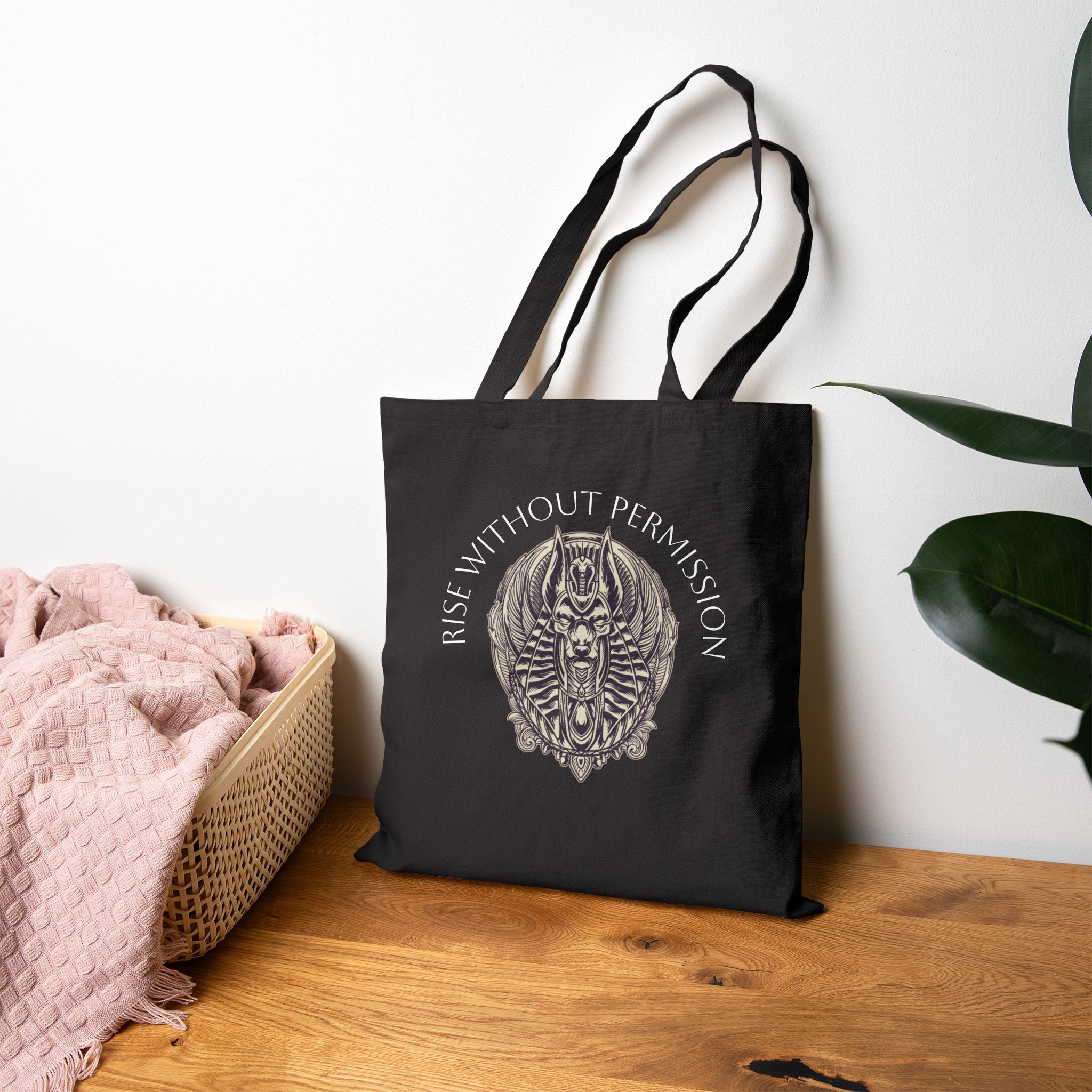 Canvas Tote Bag — Geometric Musical Horse &amp; Intricate Mandala Horse Art