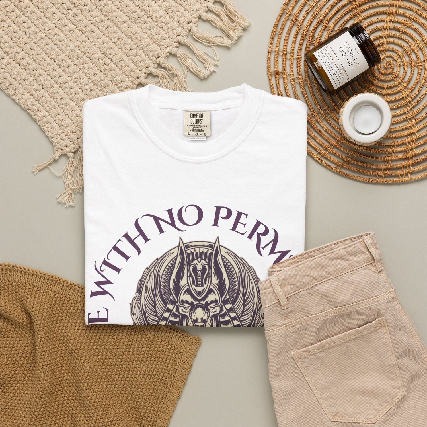 Rise With No Permission T-Shirt — Anubis Helmet Graphic Tee (“Your Song Is Your Spell”)