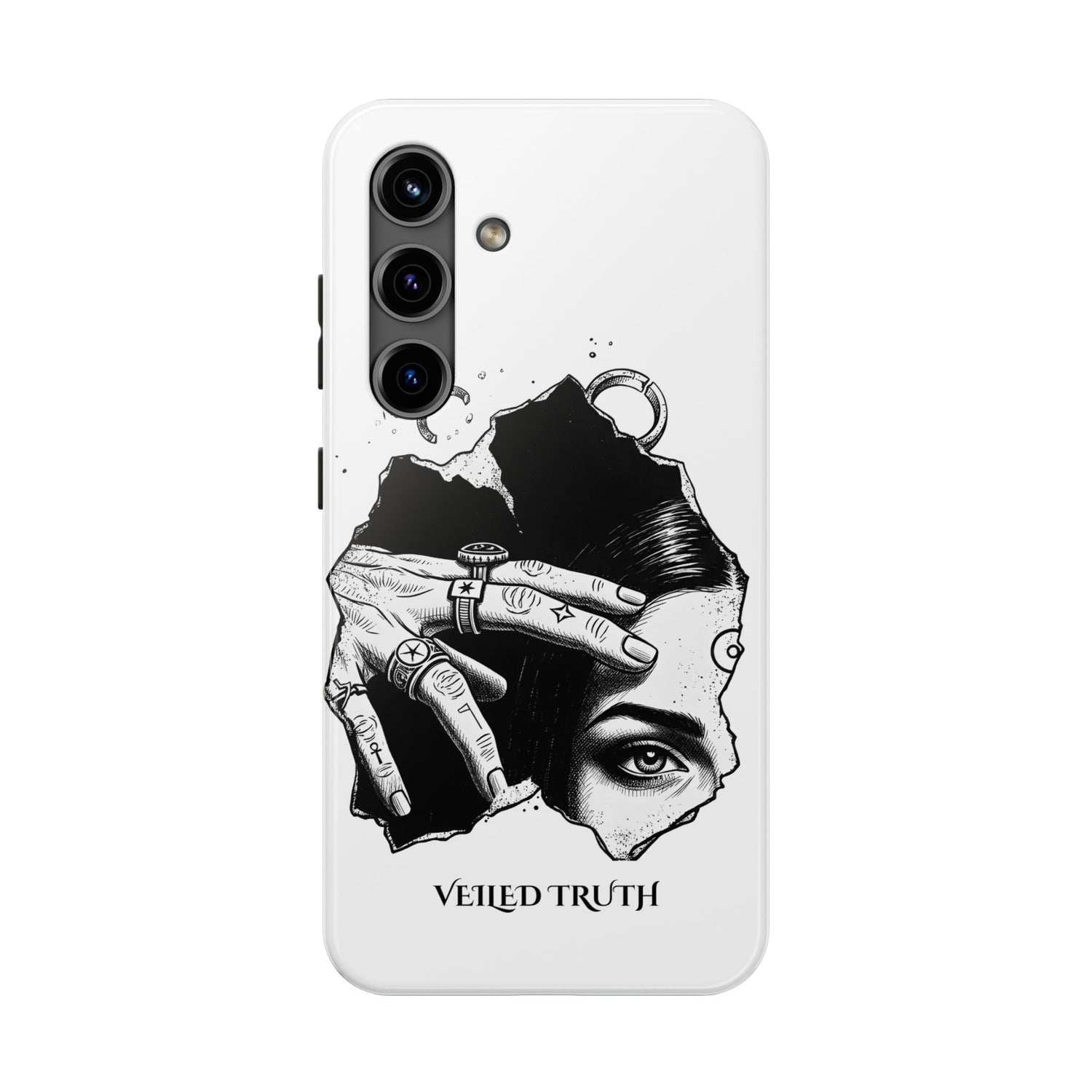 Tough Phone Case — Veiled Truth Black &amp; White Mystic Illustration